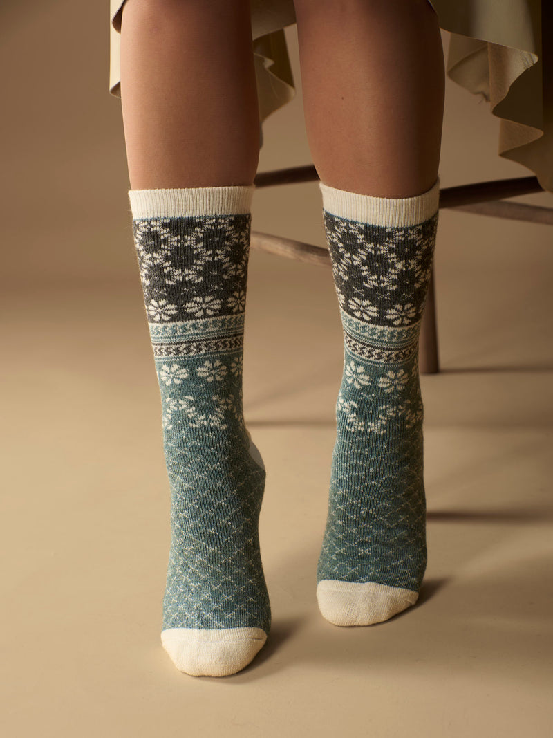 Fair Isle Alpaca Socks | Full Cushion | Crew Sock