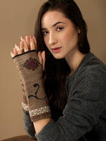 Eva Alpaca Wrist Warmers | Hand Embroidery | Fingerless Gloves