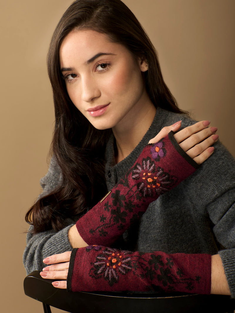 Julia Alpaca Wrist Warmers | Hand Embroidery