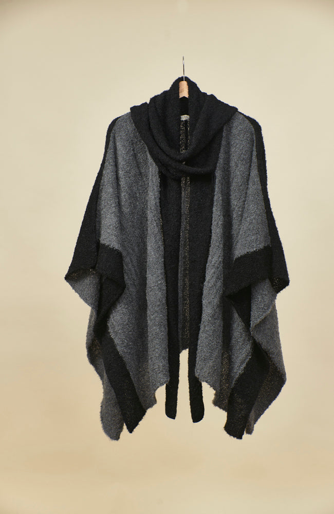 Boucle Alpaca Cape | Attached Double Scarf